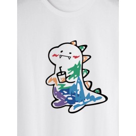 Mens Cartoon Animal Graphic Short Sleeve 100% Cotton T-Shirts