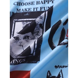 Mens Cat Figure Graphics Crew Neck Short Sleeve T-Shirts