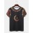 Mens Ombre Star & Moon Print Ethnic Style Short Sleeve T-Shirts