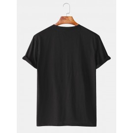 Mens Cotton Astronaut Colorful Planet Print O-Neck Casual Short Sleeve T-Shirts