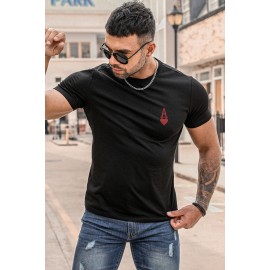 Black Men's Plain Poker Print T Shirt
